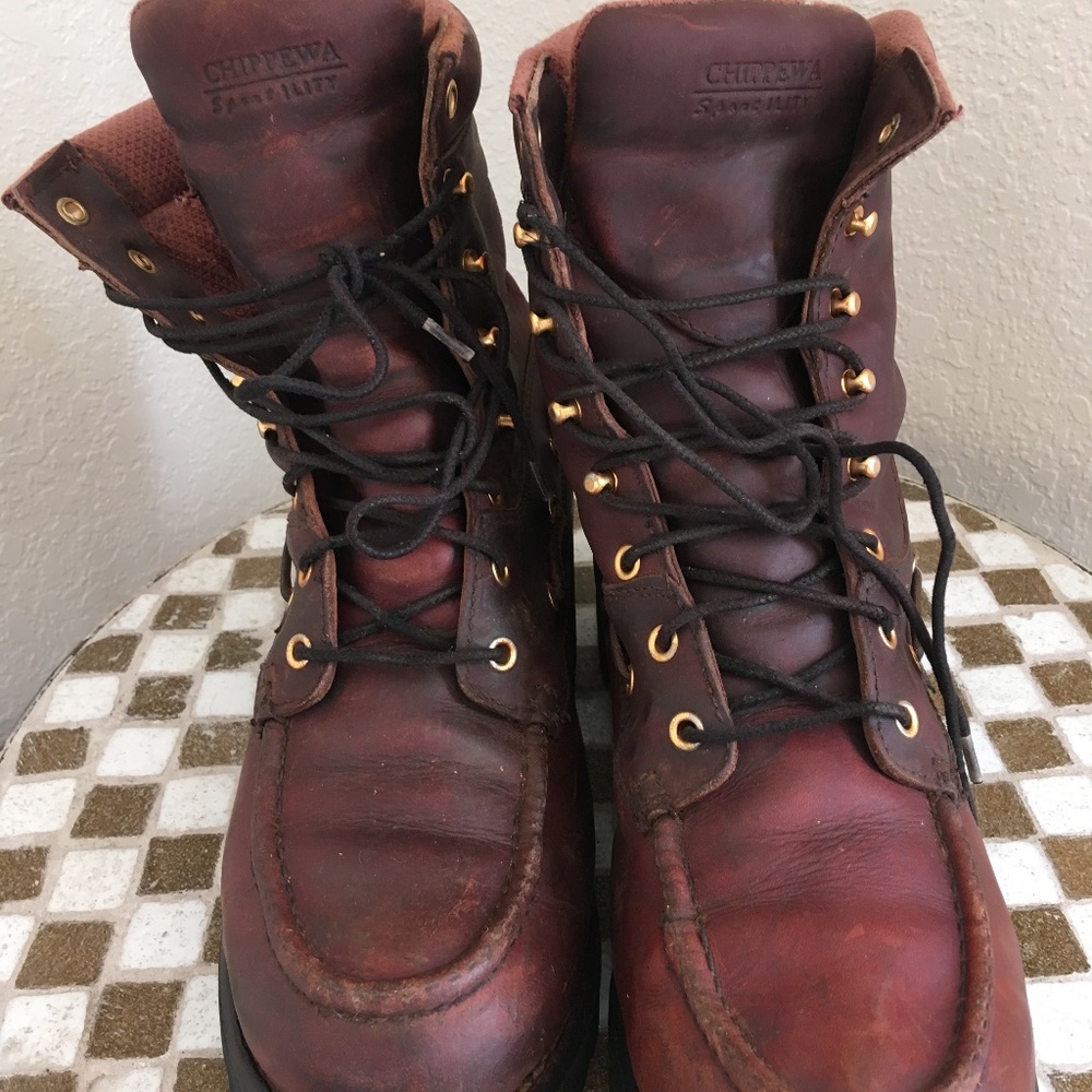 chippewa oxblood lace up hunting boots 10.5 w - Picture 2 of 7